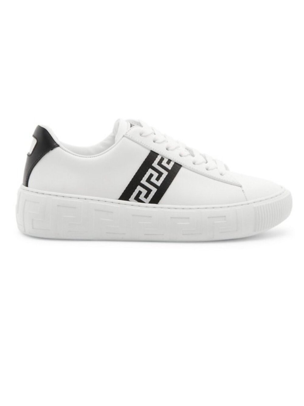 Versace La Greca Ribbon-Trim Leather Sneakers White Women’s EU 41/US 11 $650